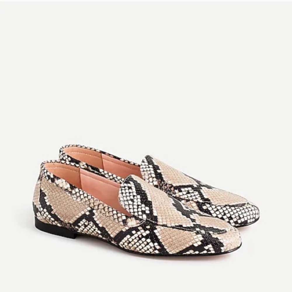 NWT J Crew $178 snake embossed smoking slipper 8.5